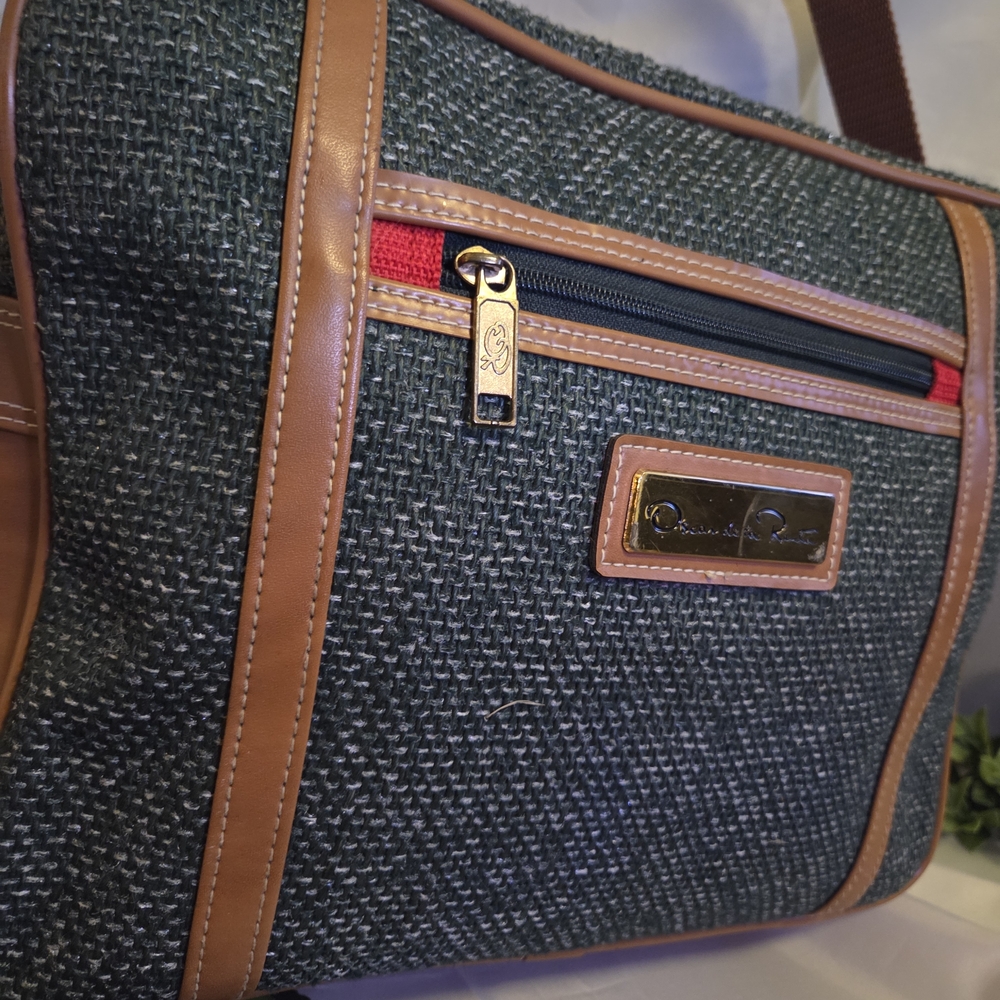 Oscar de la Renta Vintage Tweed Travel Shoulder Bag Carry On Luggage - Picture 7 of 16